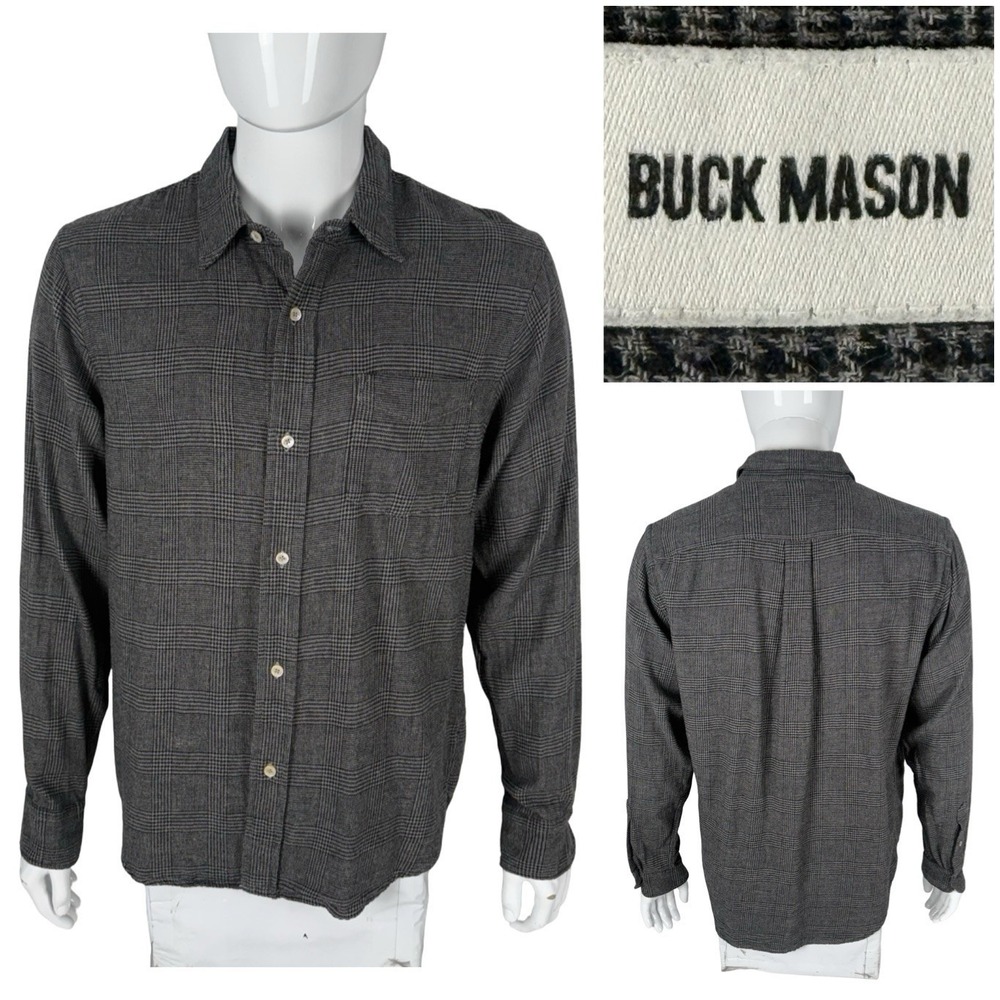Buck Mason Charcoal Plaid Long-Sleeve Button-Down Shirt